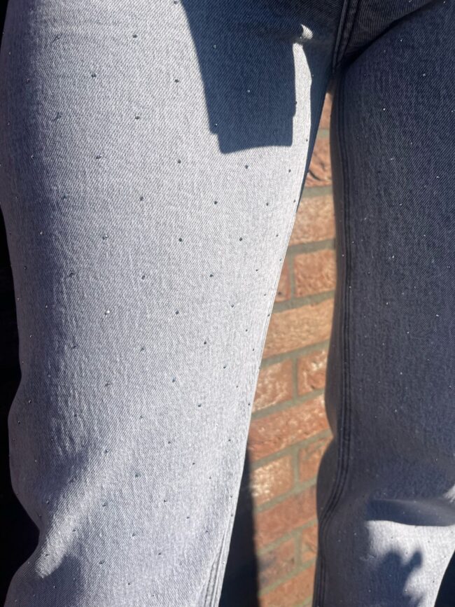 Jeans Queen Hearts Wide Leg met kleine strass steentjes - Afbeelding 3